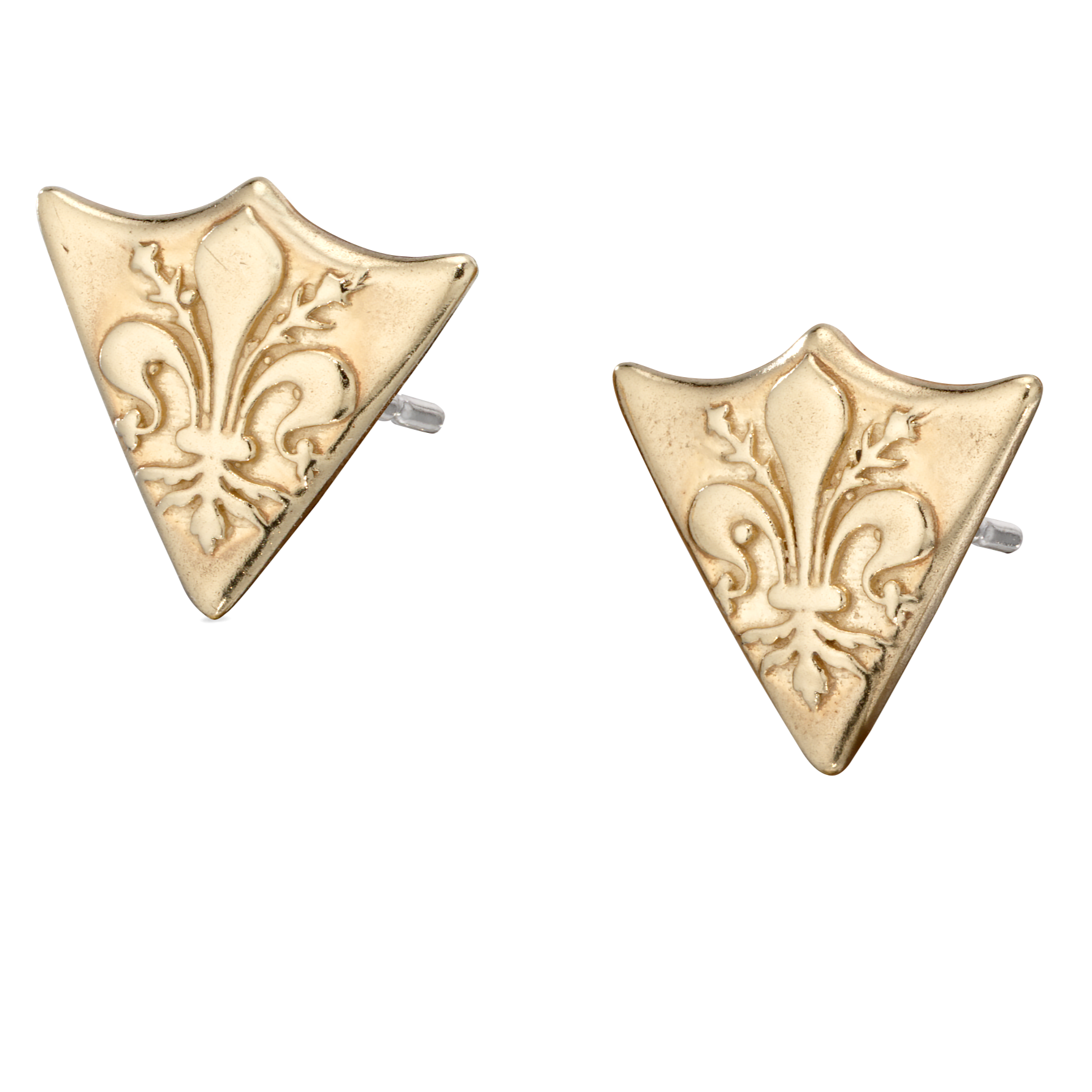 Fleur de Lis Shield Stud Earrings