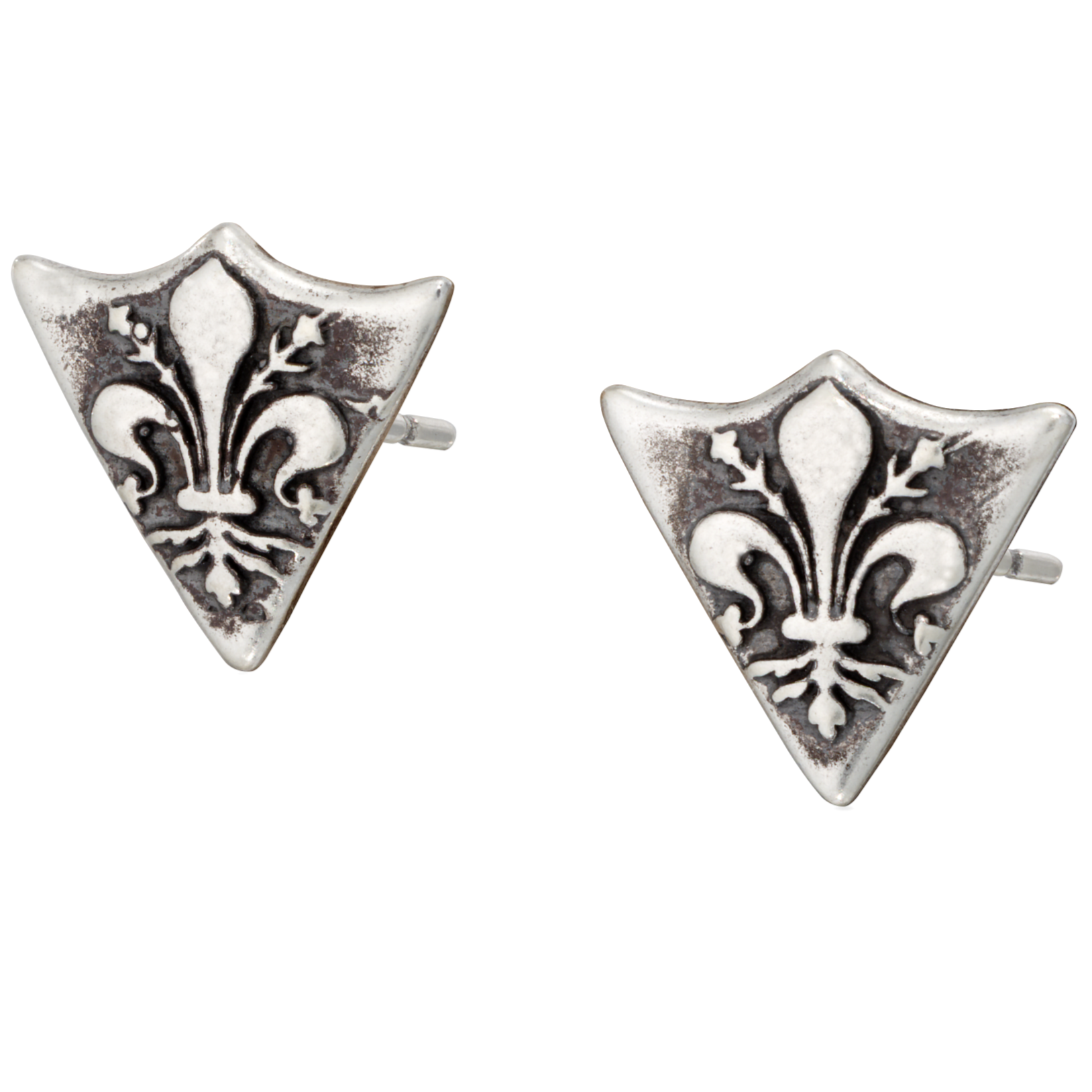 Fleur de Lis Shield Stud Earrings