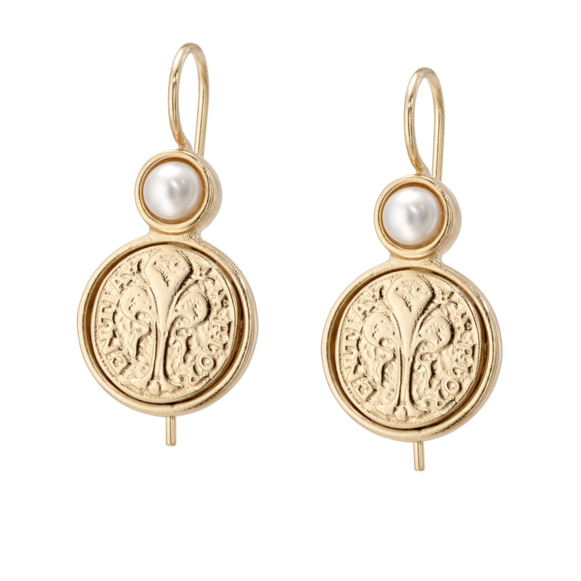 Florin Coin Pearl Earrings