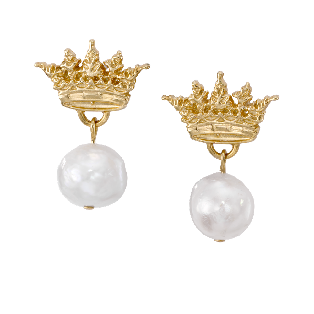 Acanthus Crown Pearl Drop Earrings