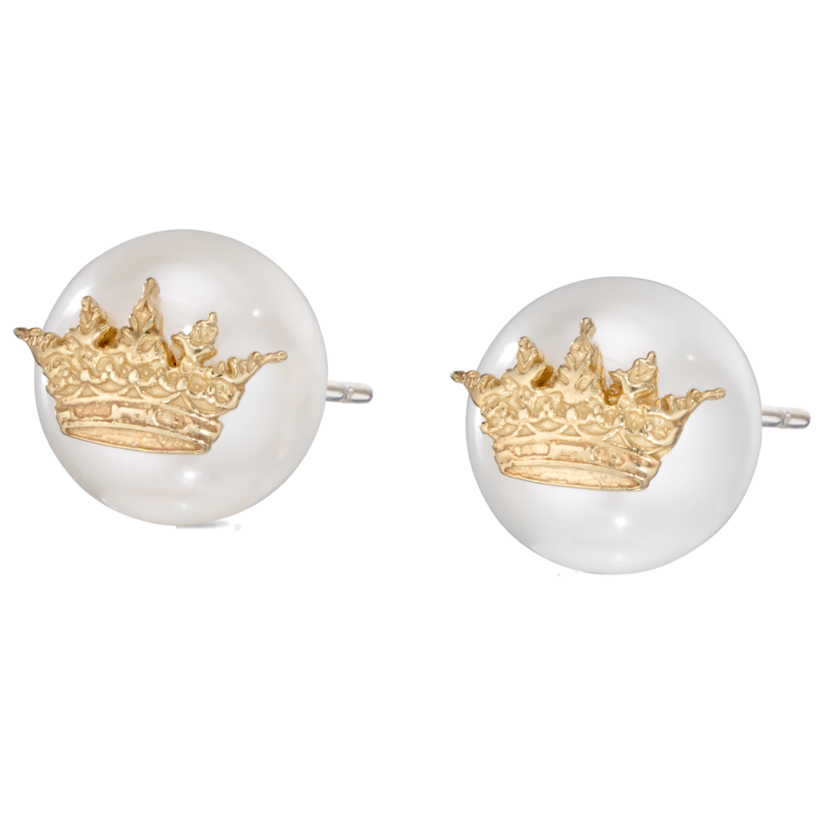 Acanthus Crown Pearl Stud Earrings