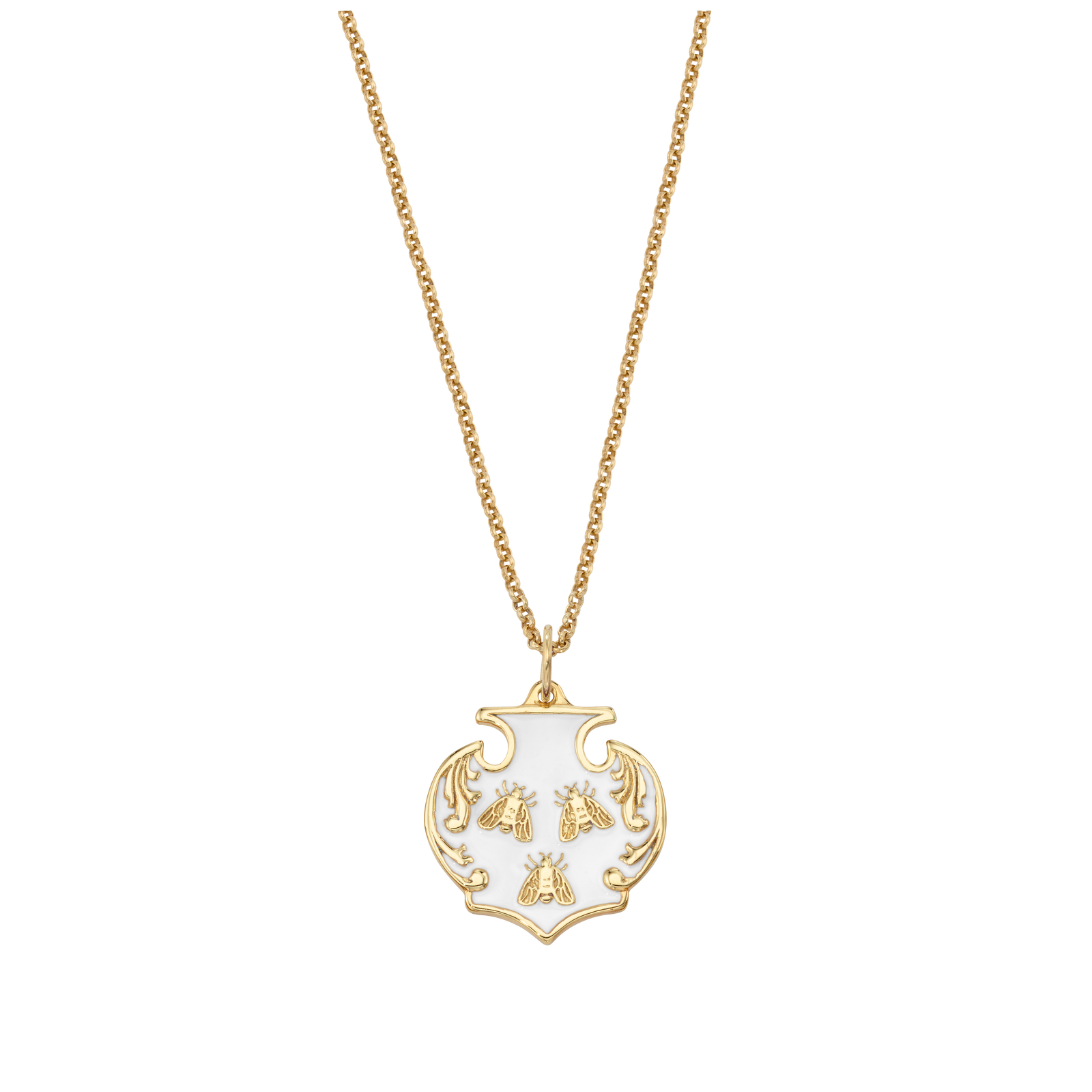 Bee Enamel Shield Necklace