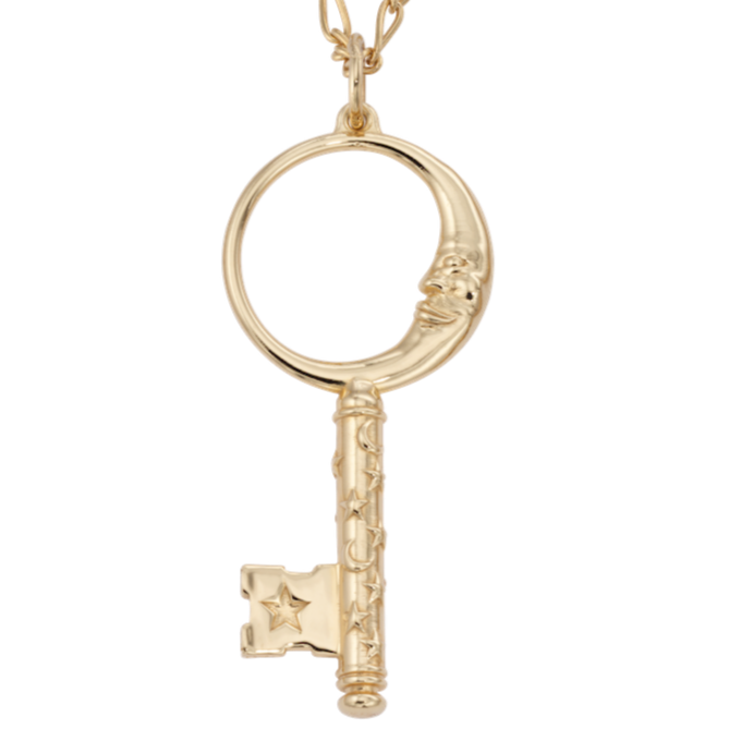 Crescent Moon Key Charm - Large