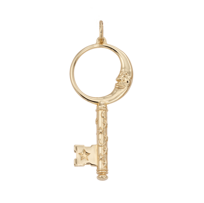 Crescent Moon Key Charm - Large