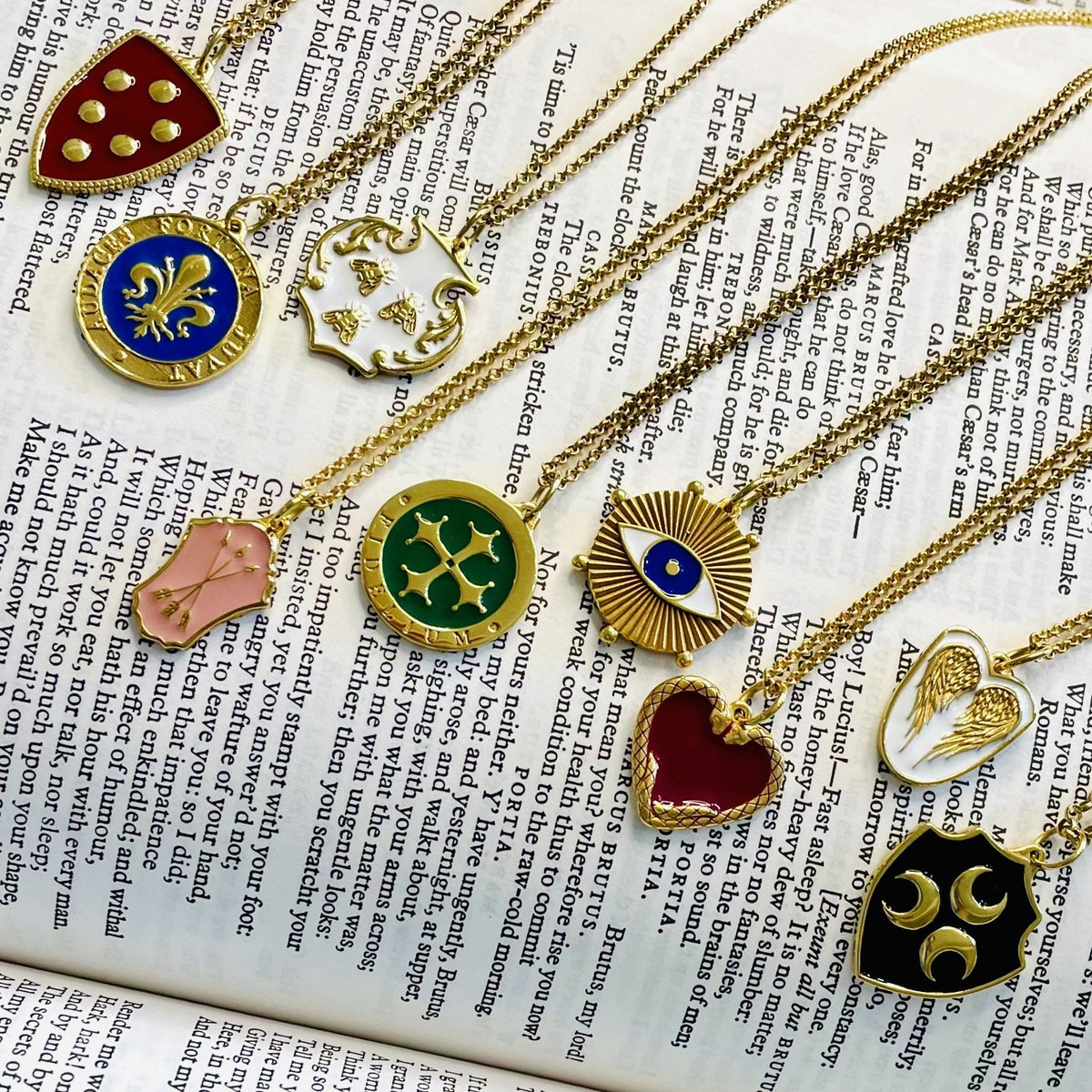 Angel Wing Enamel Shield Necklace