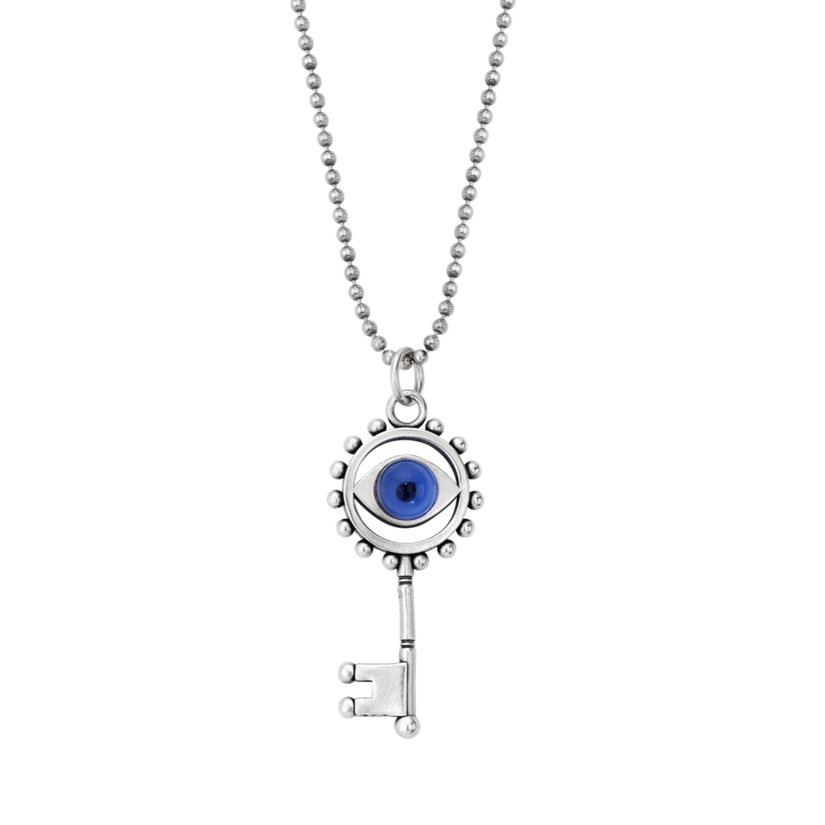 Evil Eye Cabochon Key Necklace