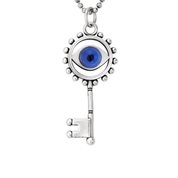 Evil Eye Cabochon Key Charm | Fine jewelry solid silver gold-finish ...