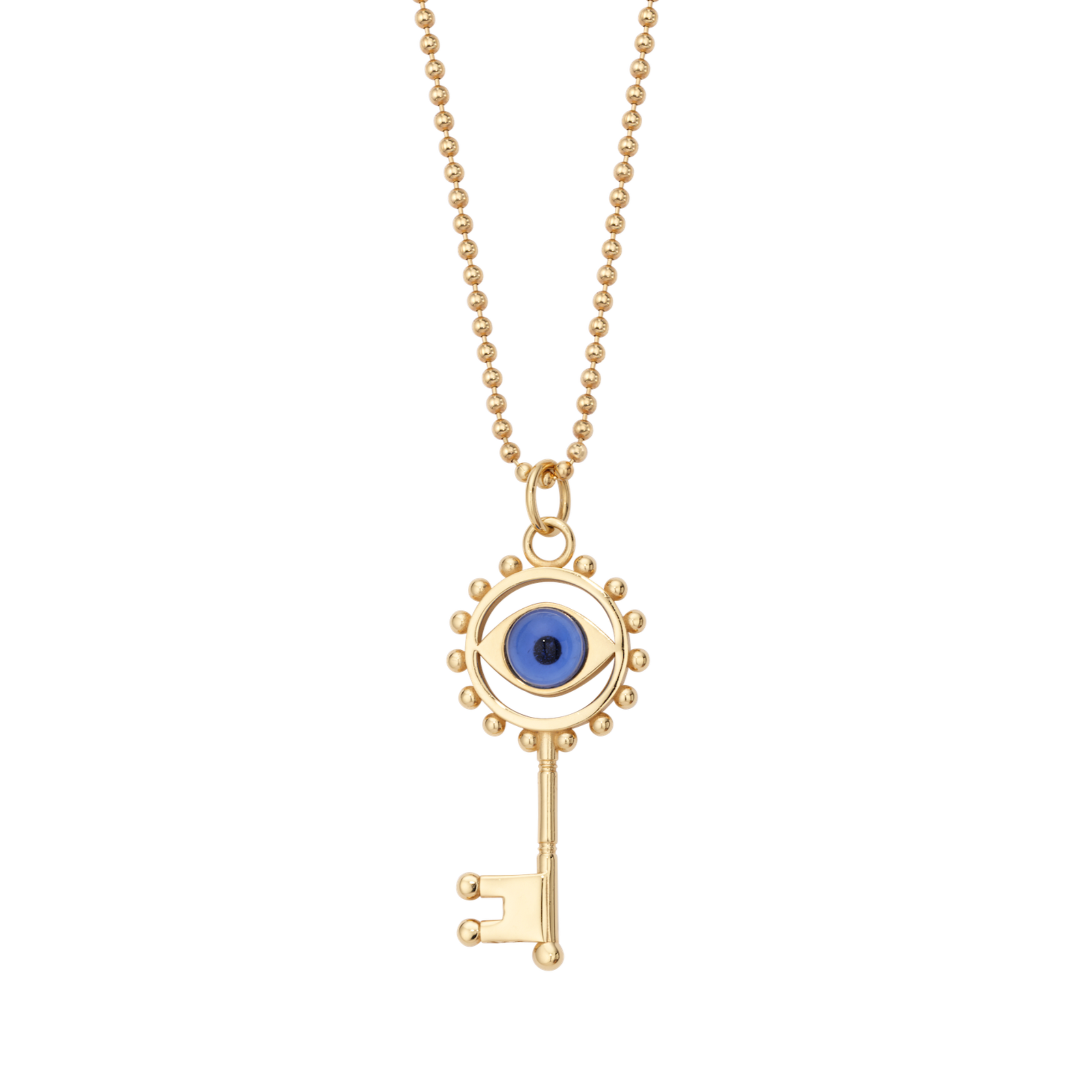 Evil Eye Cabochon Key Necklace