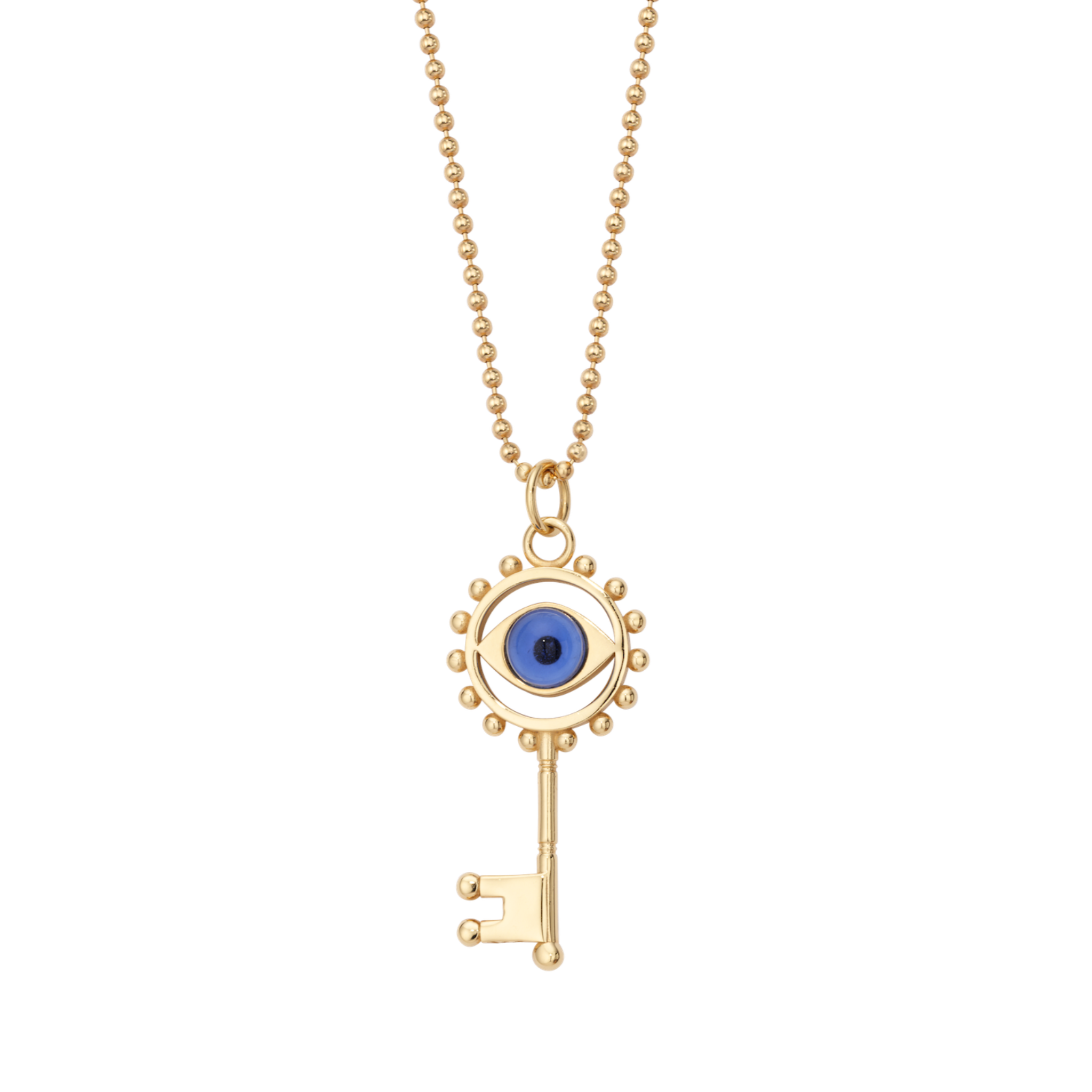 Evil Eye Cabochon Key Necklace  Fine jewelry solid silver gold-finish  necklaces bracelets earrings