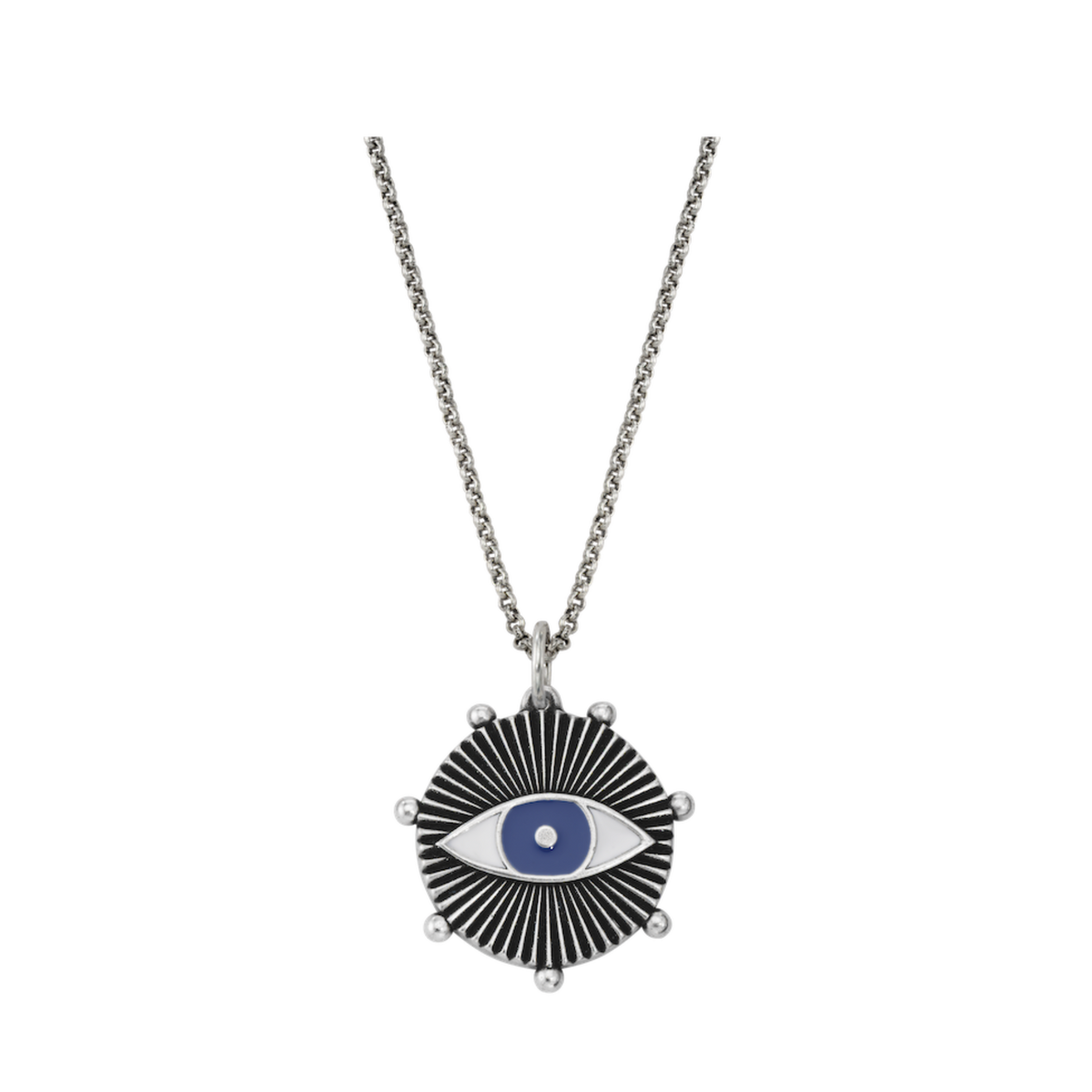 Evil Eye Enamel Medallion Necklace