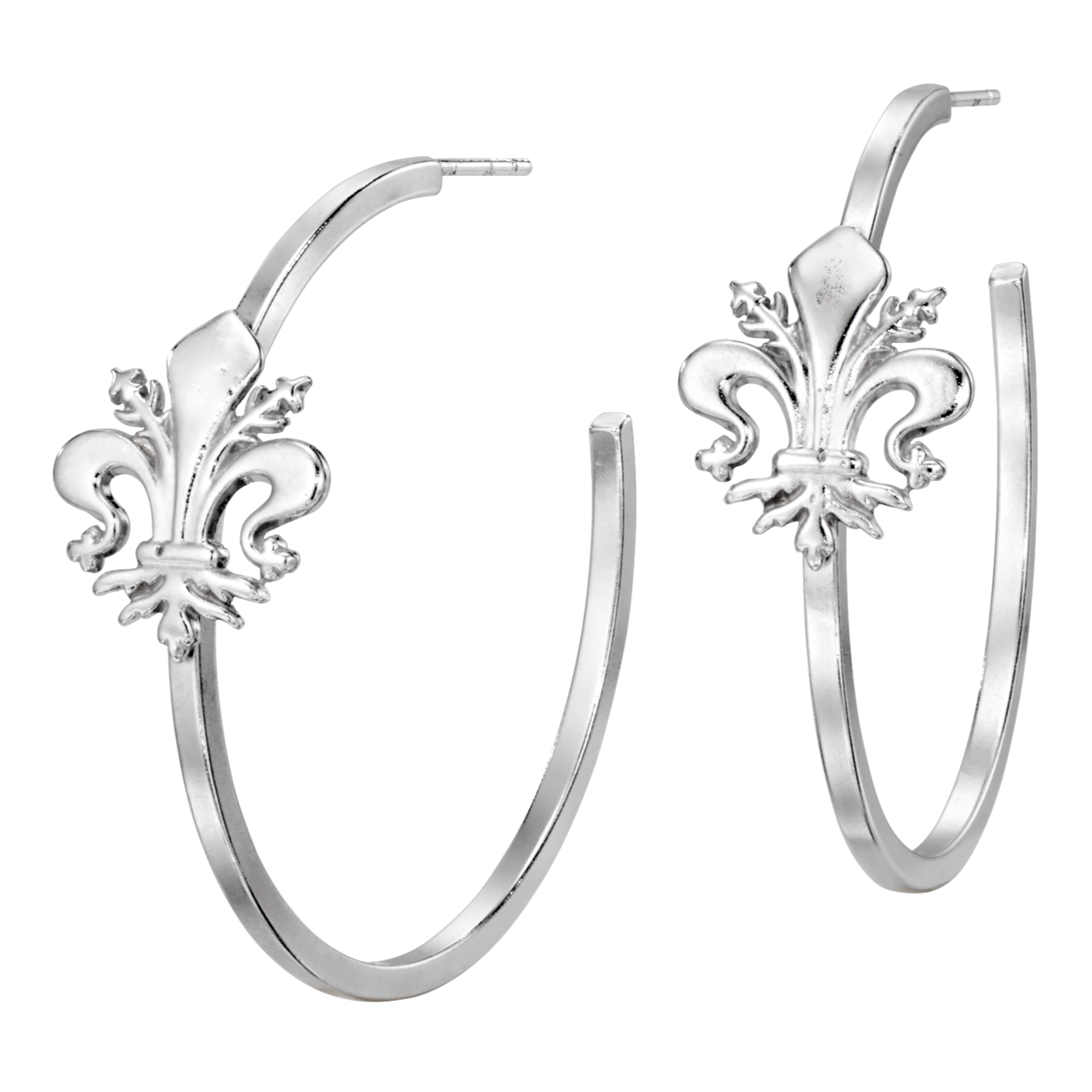 Fleur de Lis Hoop Earrings Fine jewelry solid silver gold finish