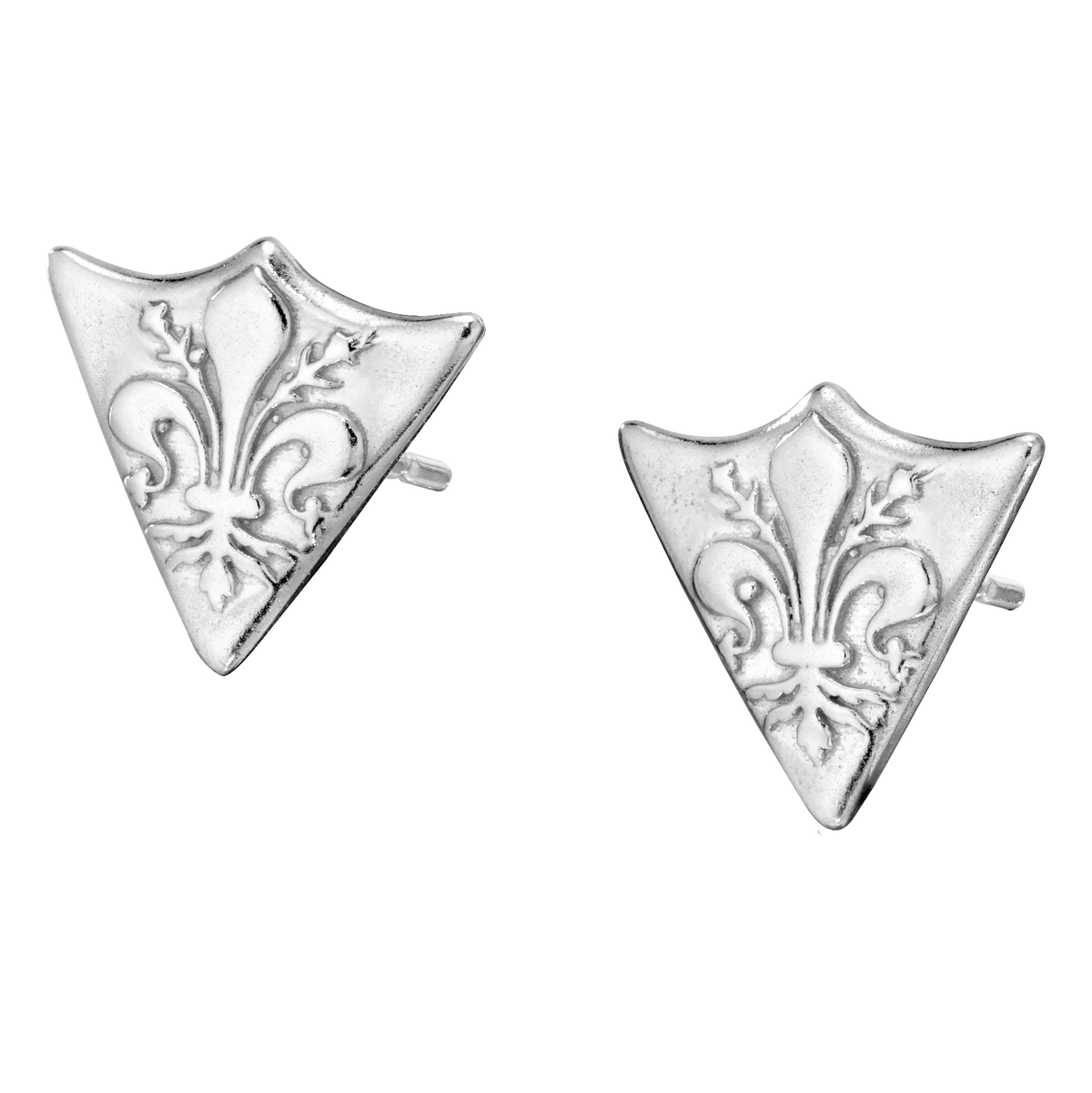 Fleur de Lis Shield Stud Earrings