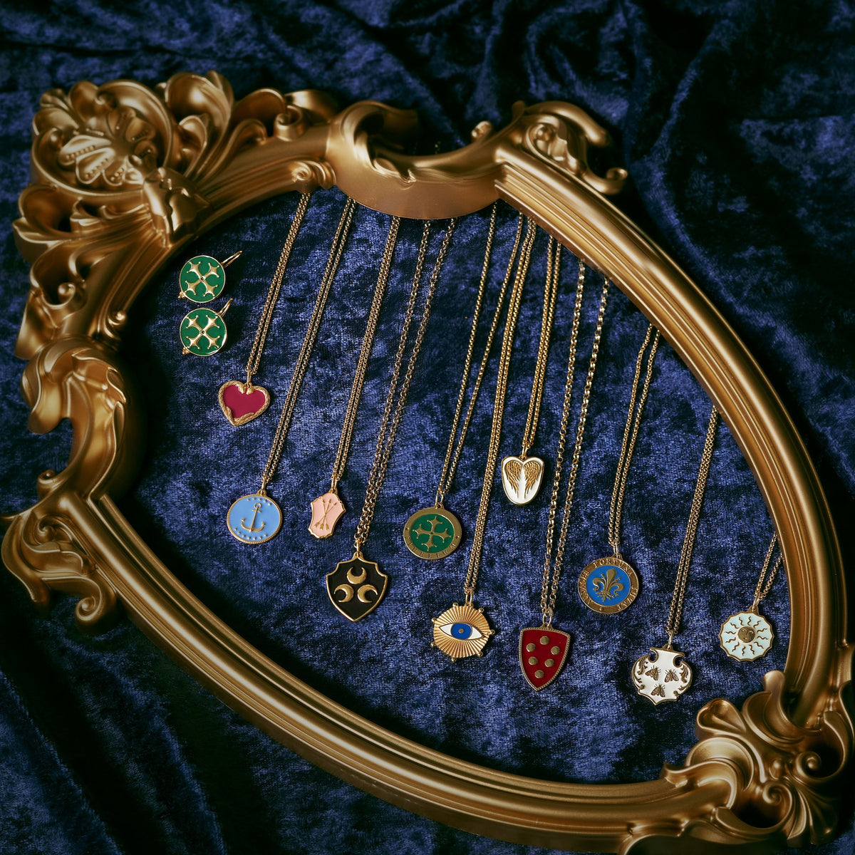 Maltese Cross Enamel Medallion Necklace