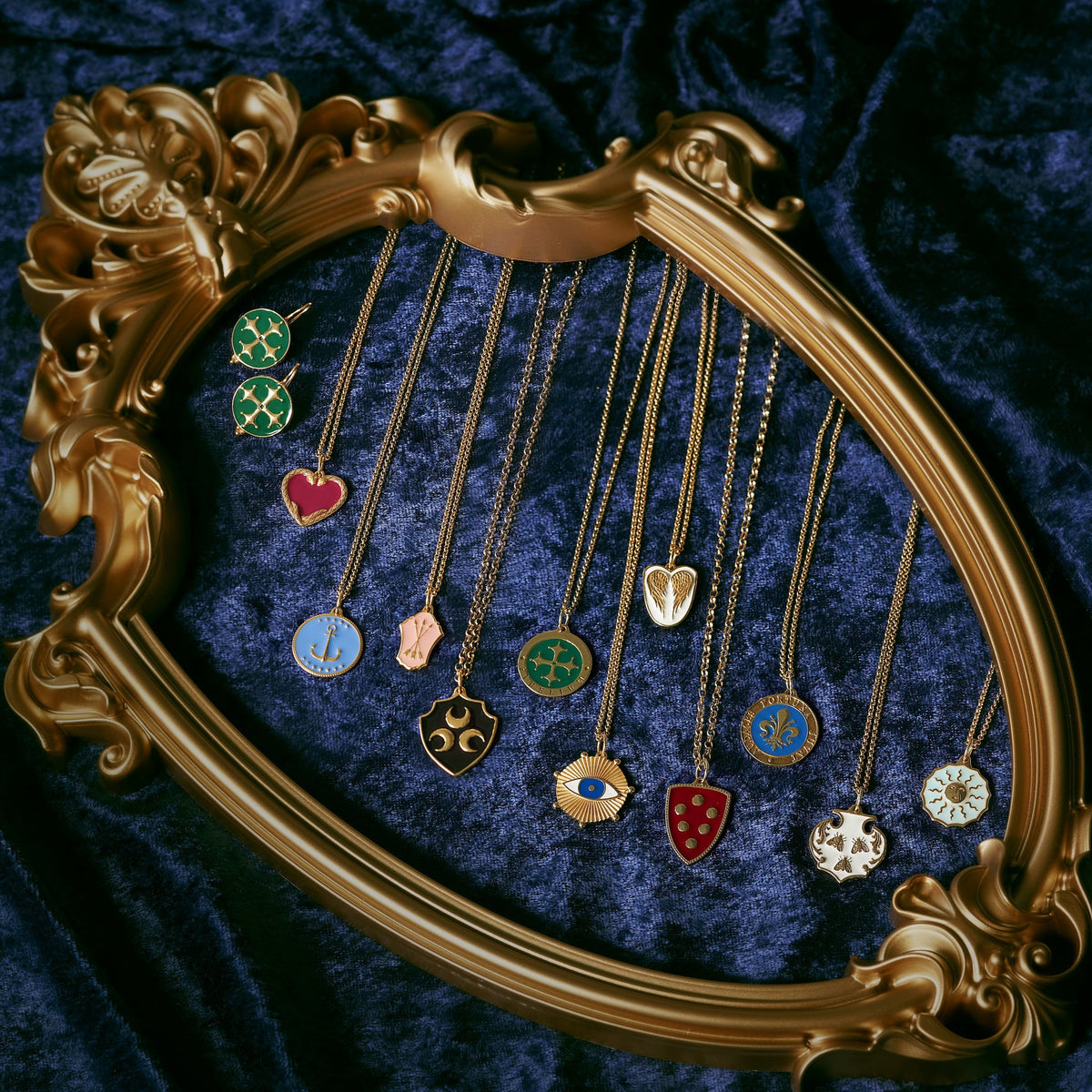 Medici Enamel Shield Necklace