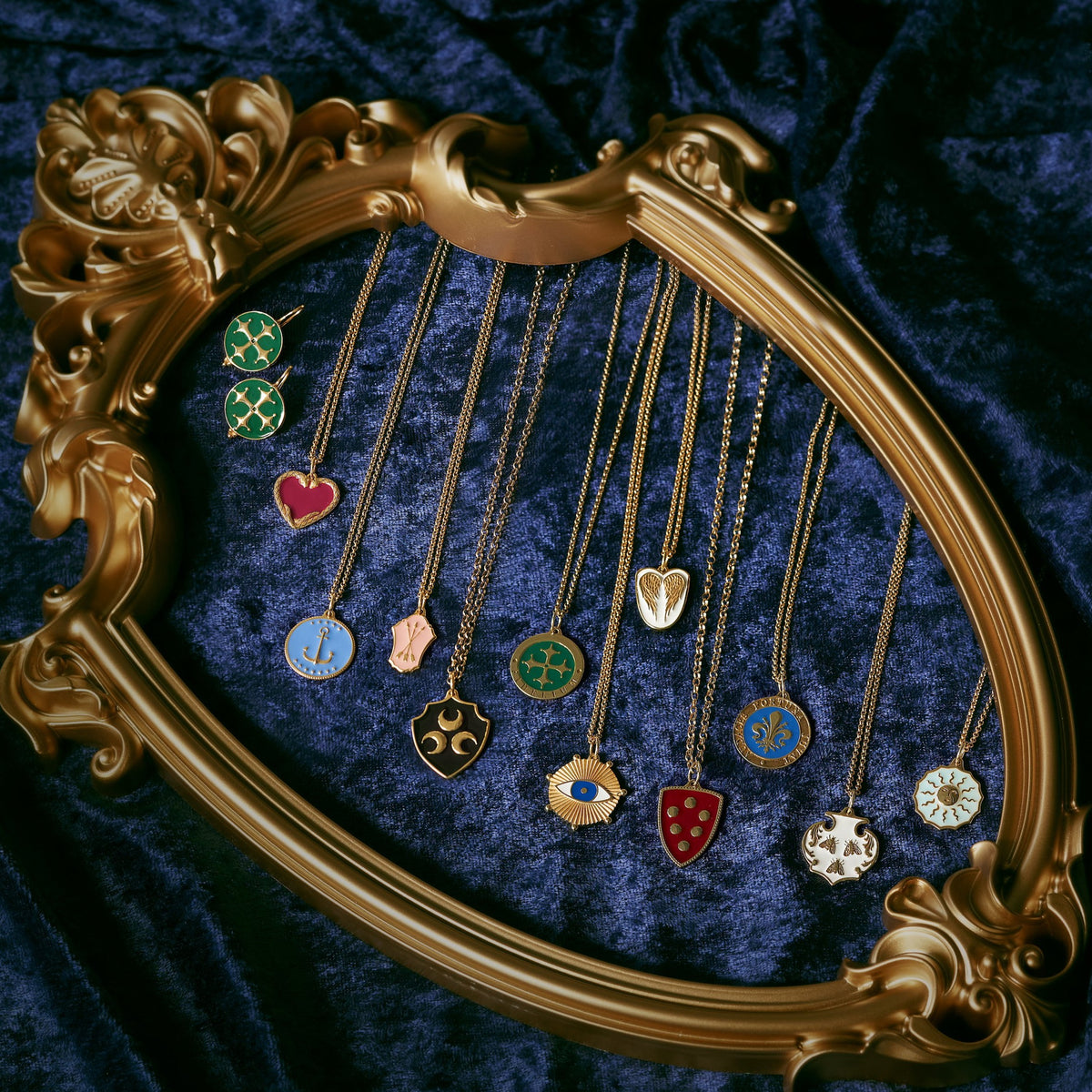 Of the Sea Anchor Enamel Medallion Necklace