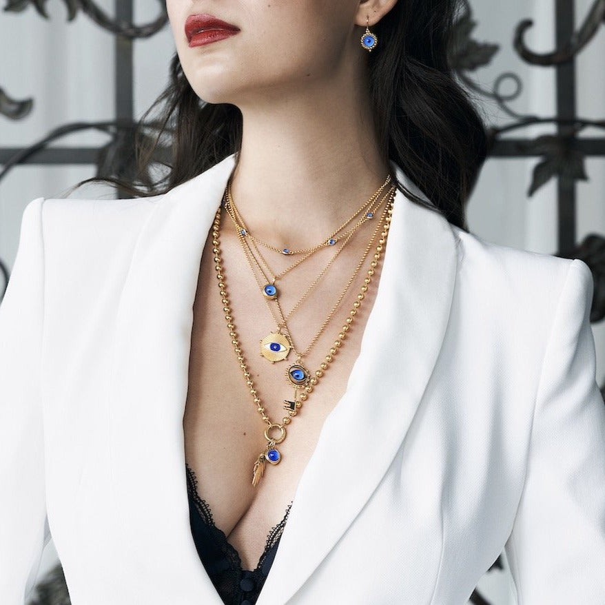 Evil Eye Cabochon Key Charm