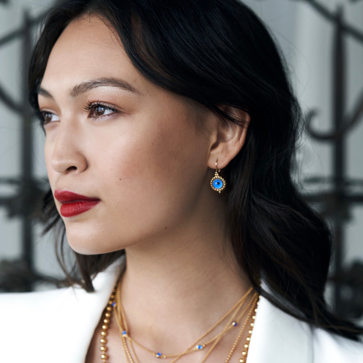 Evil Eye Cabochon Earrings