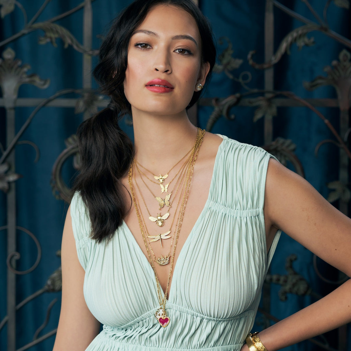 Lover&#39;s Heart Serpent Enamel Medallion Necklace