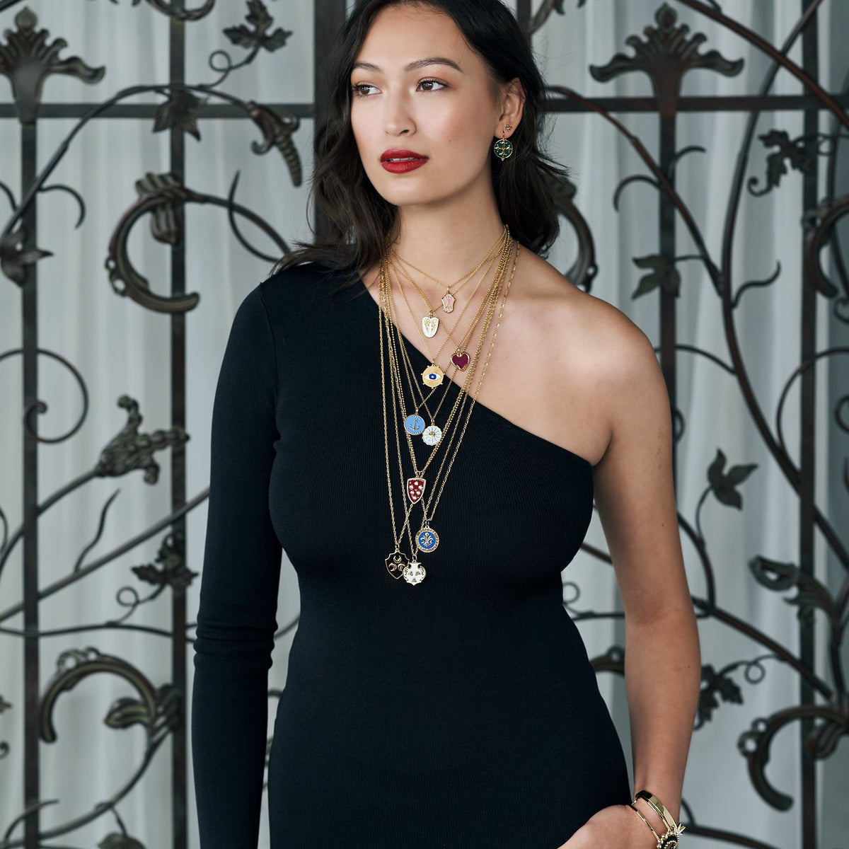 Lover&#39;s Heart Serpent Enamel Medallion Necklace