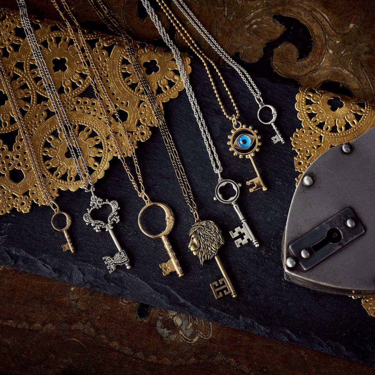 Crescent Moon Key Necklace - Large