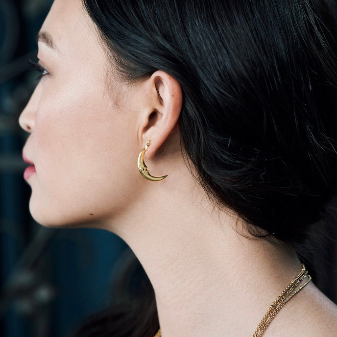 Crescent Moon Hoop Earrings