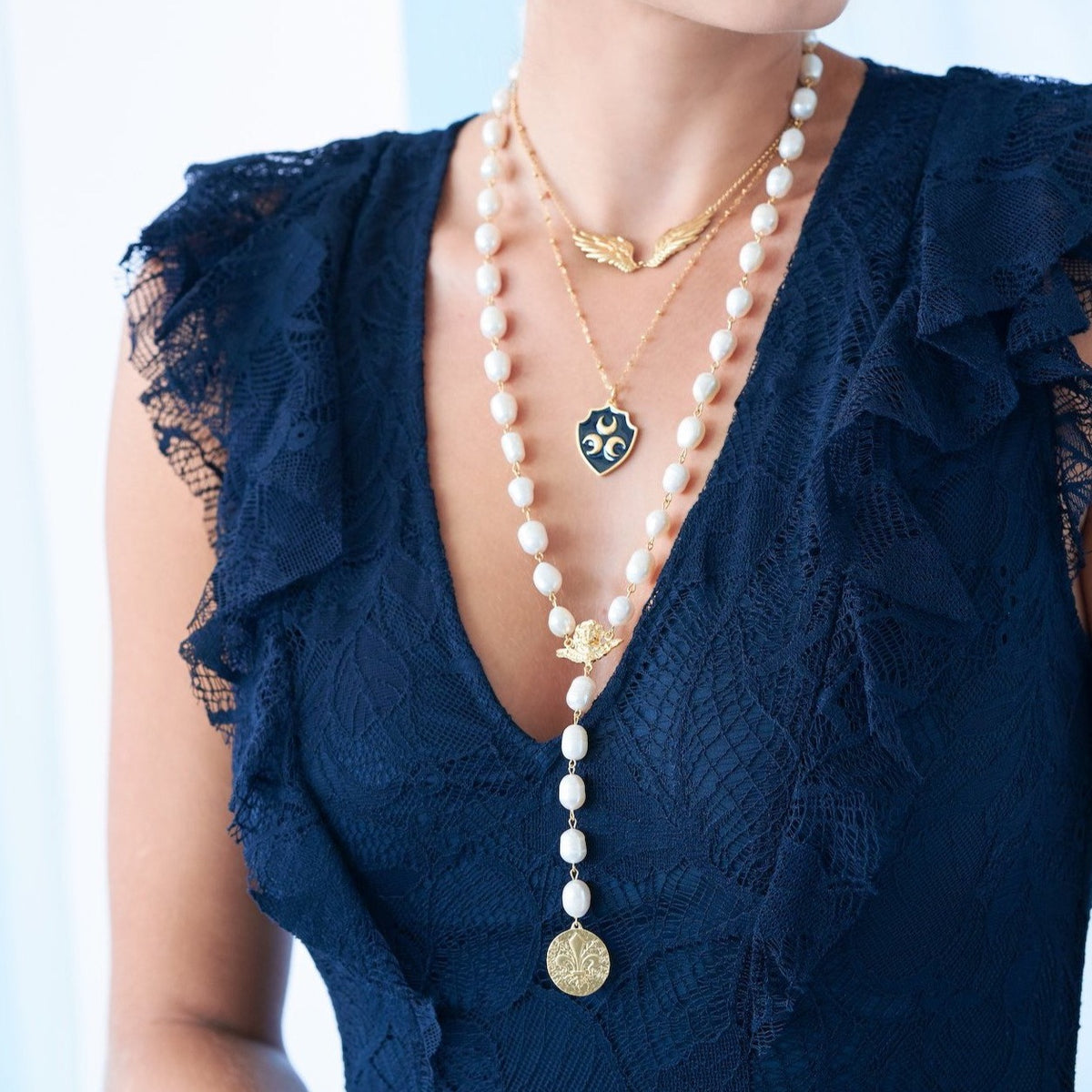 Cherub Pearl Lavalier Necklace