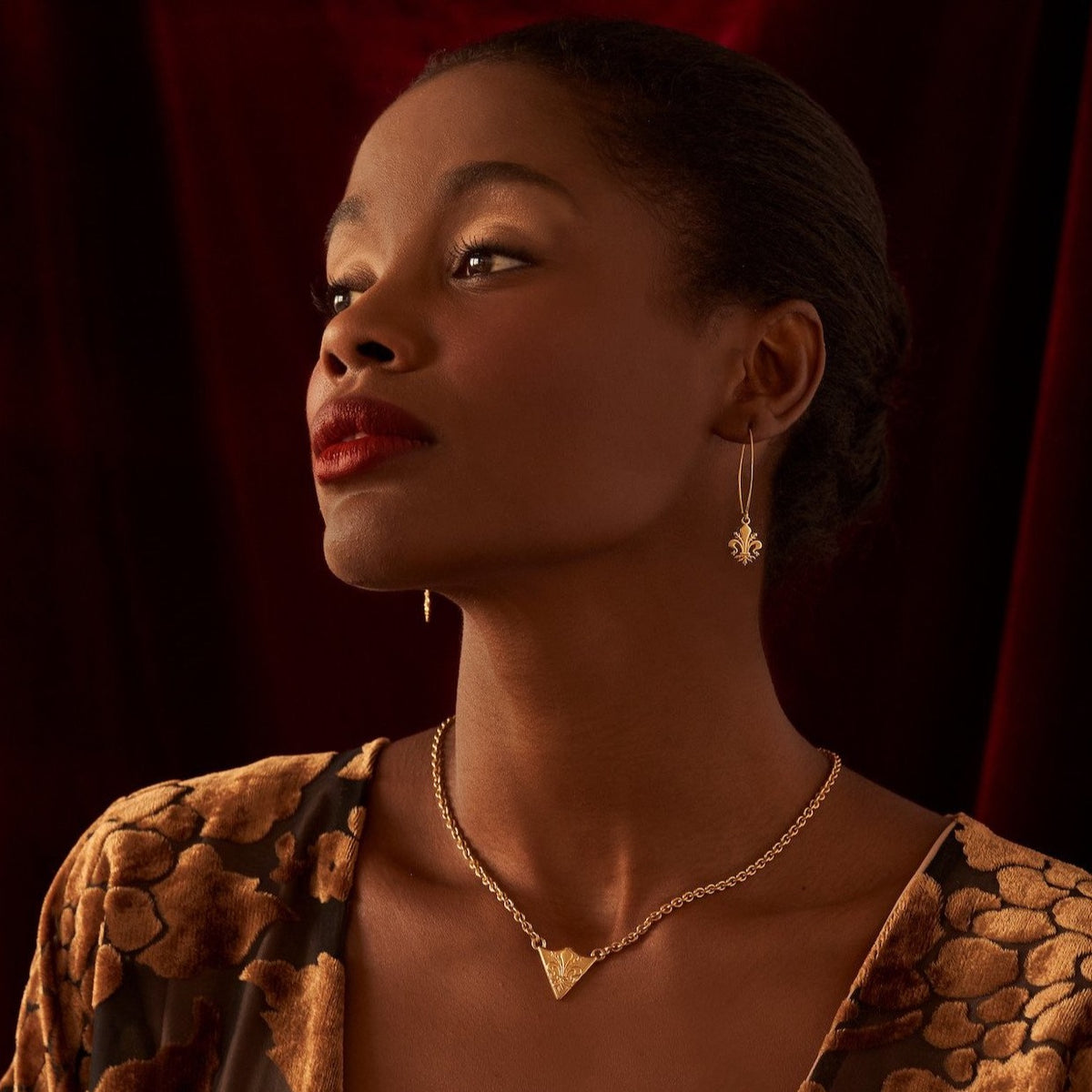 Fleur de Lis Shield Necklace