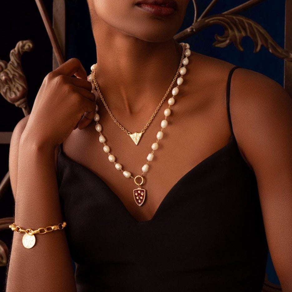 Fleur de Lis Shield Necklace