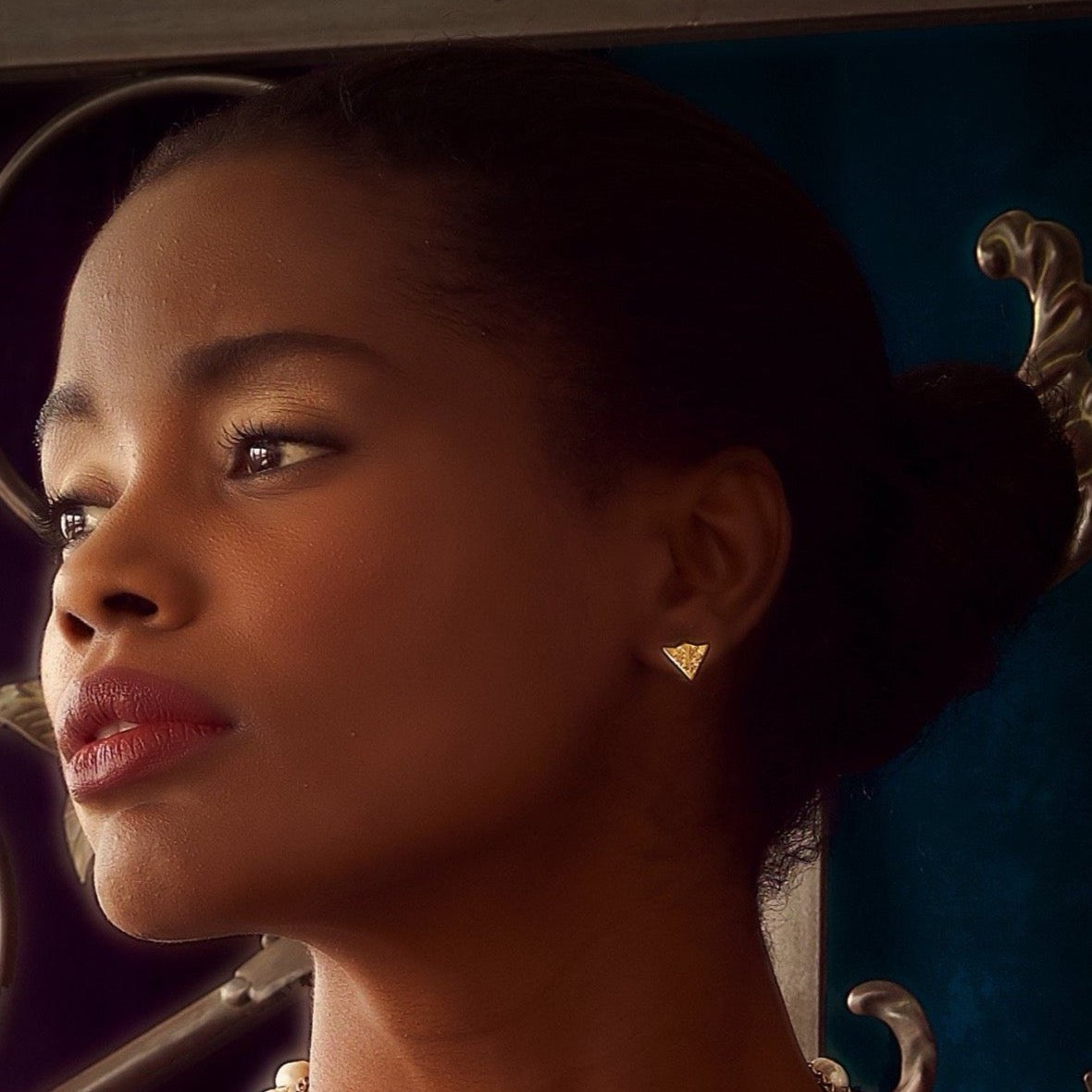 Fleur de Lis Shield Stud Earrings