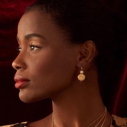 Florin Coin Pearl Earrings