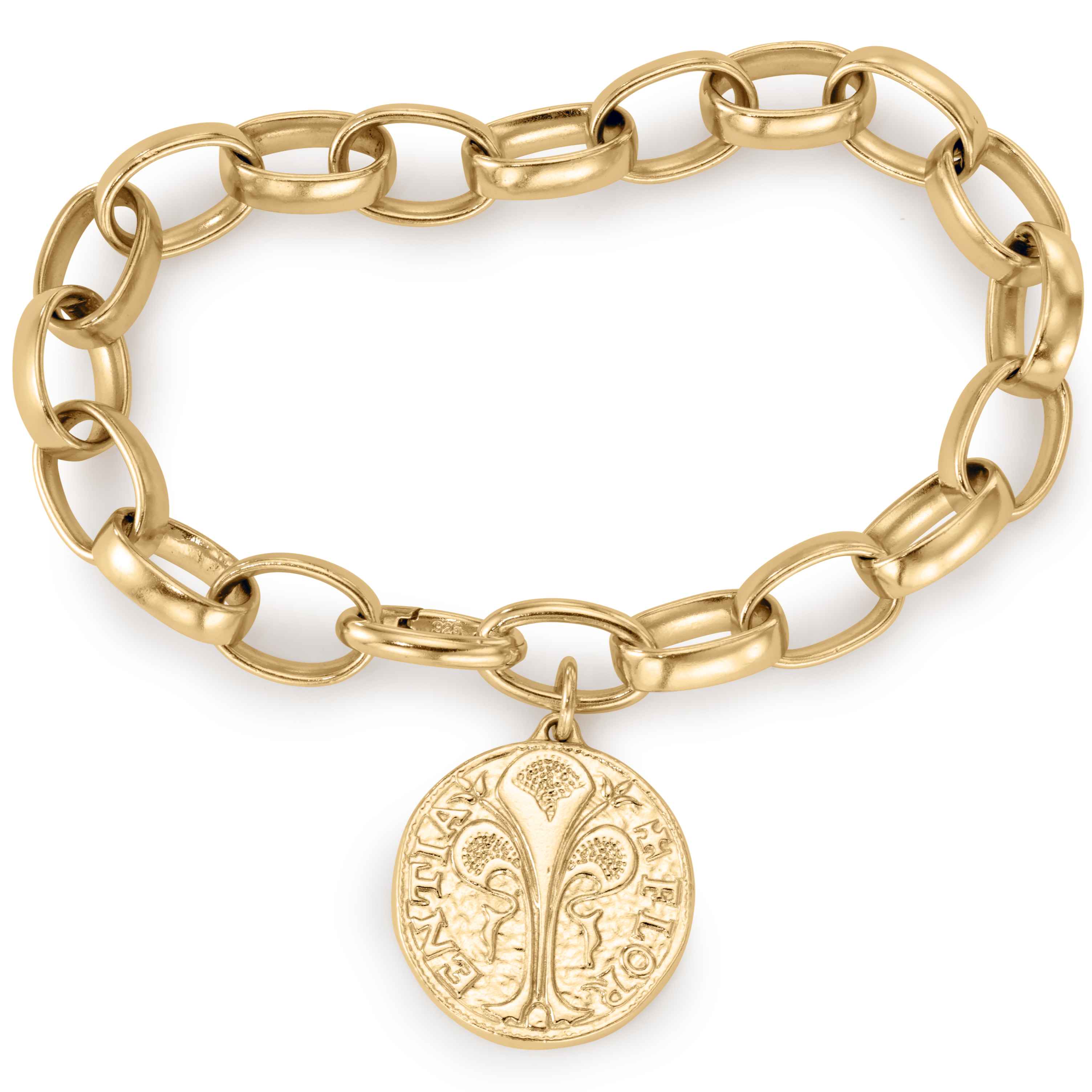 Solid gold coin online bracelet