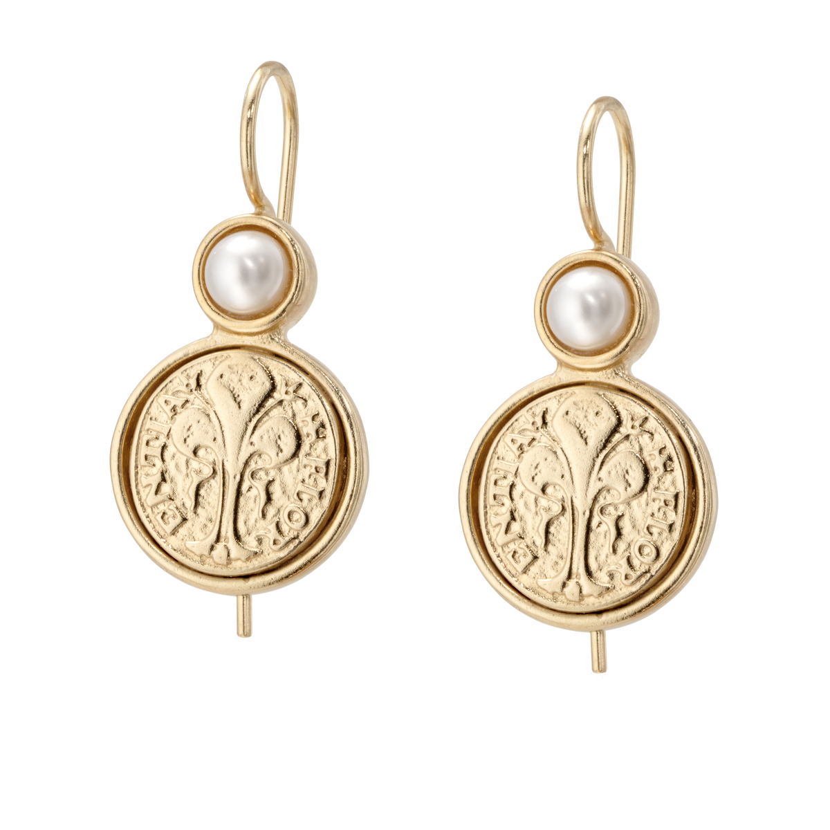 Florin Coin Pearl Earrings