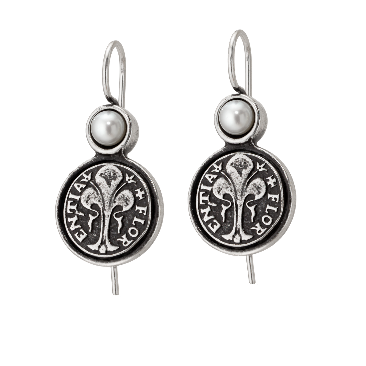 Florin Coin Pearl Earrings