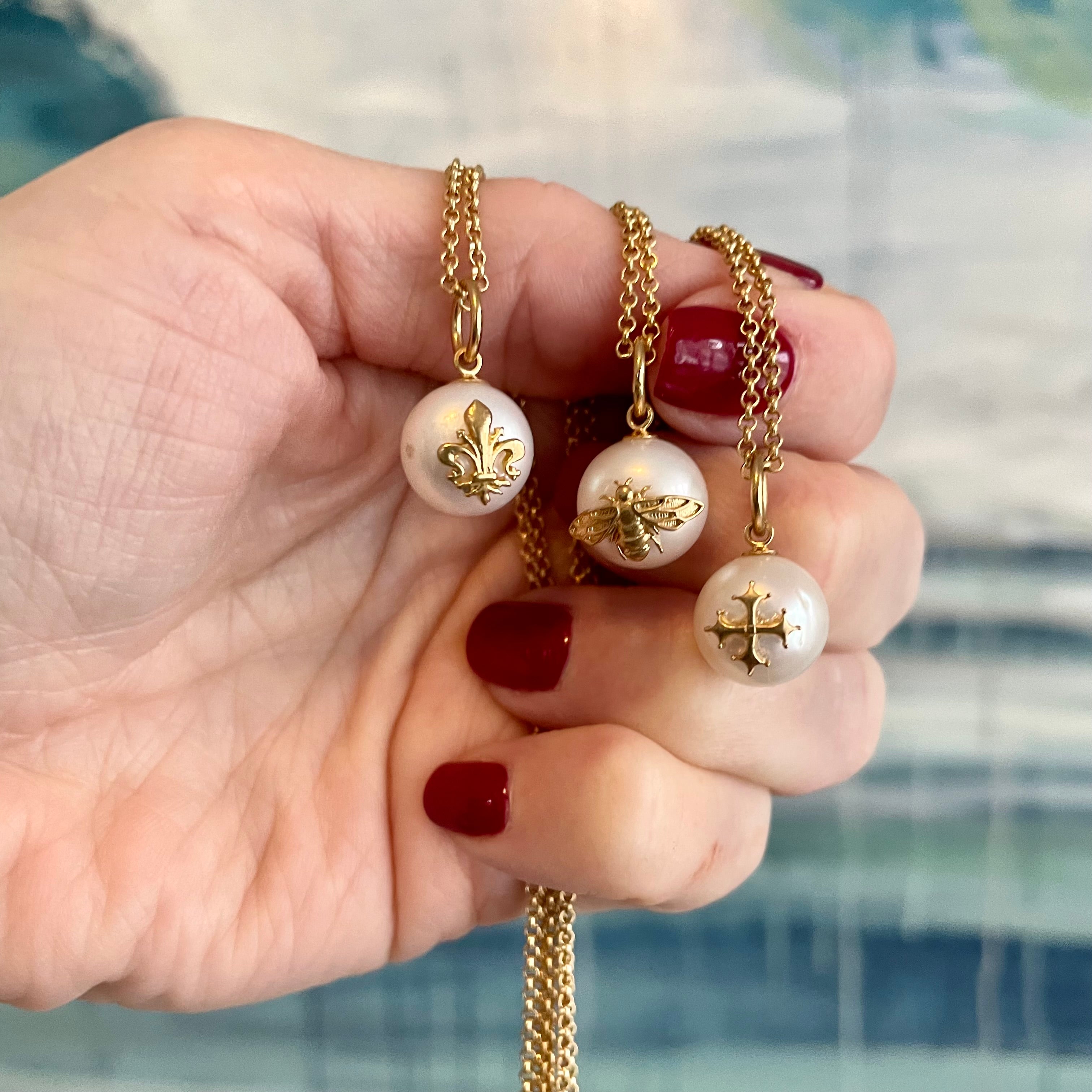 Fleur De Lis Pearl Necklace | Fine jewelry solid silver gold-finish  necklaces bracelets earrings