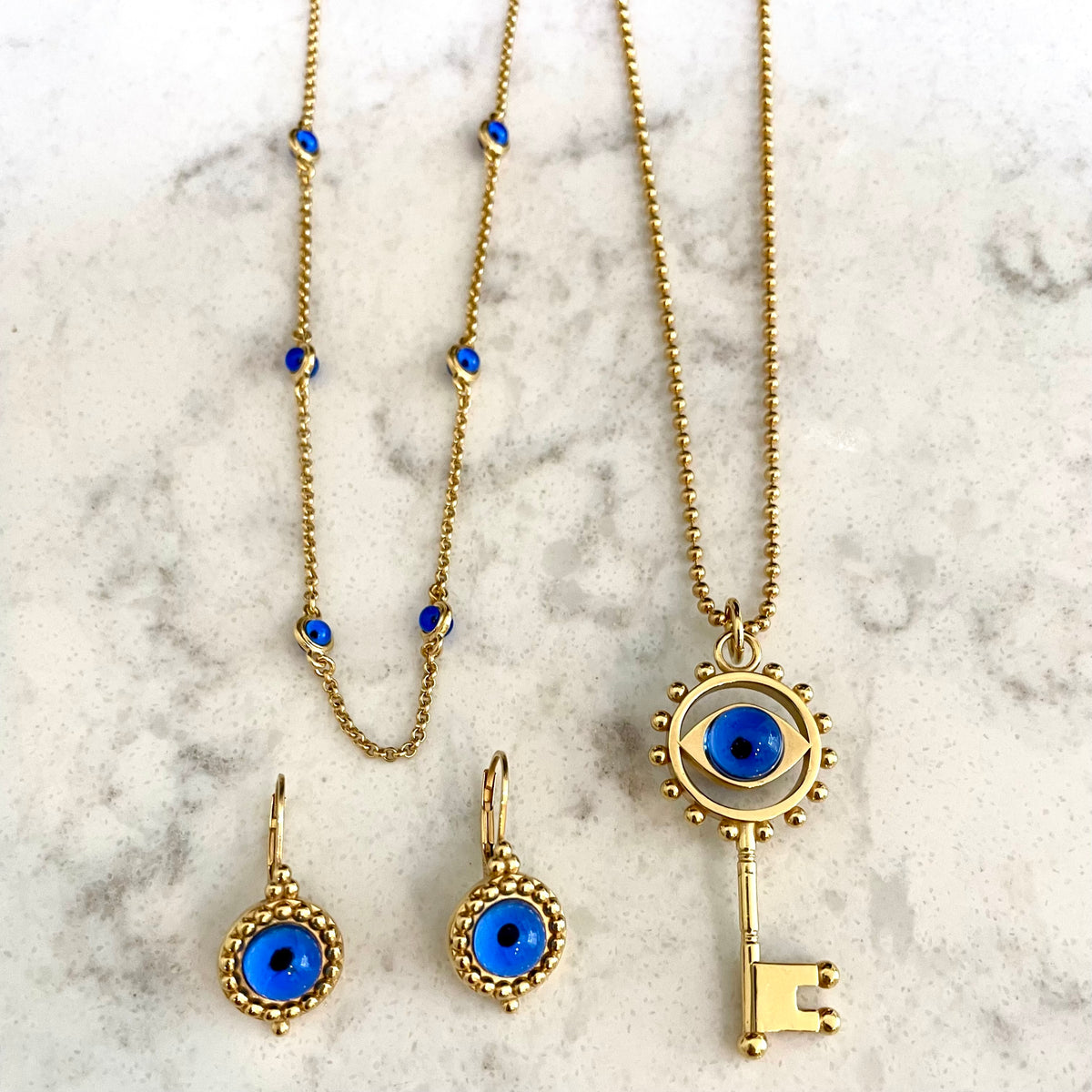 Evil Eye Cabochon Earrings