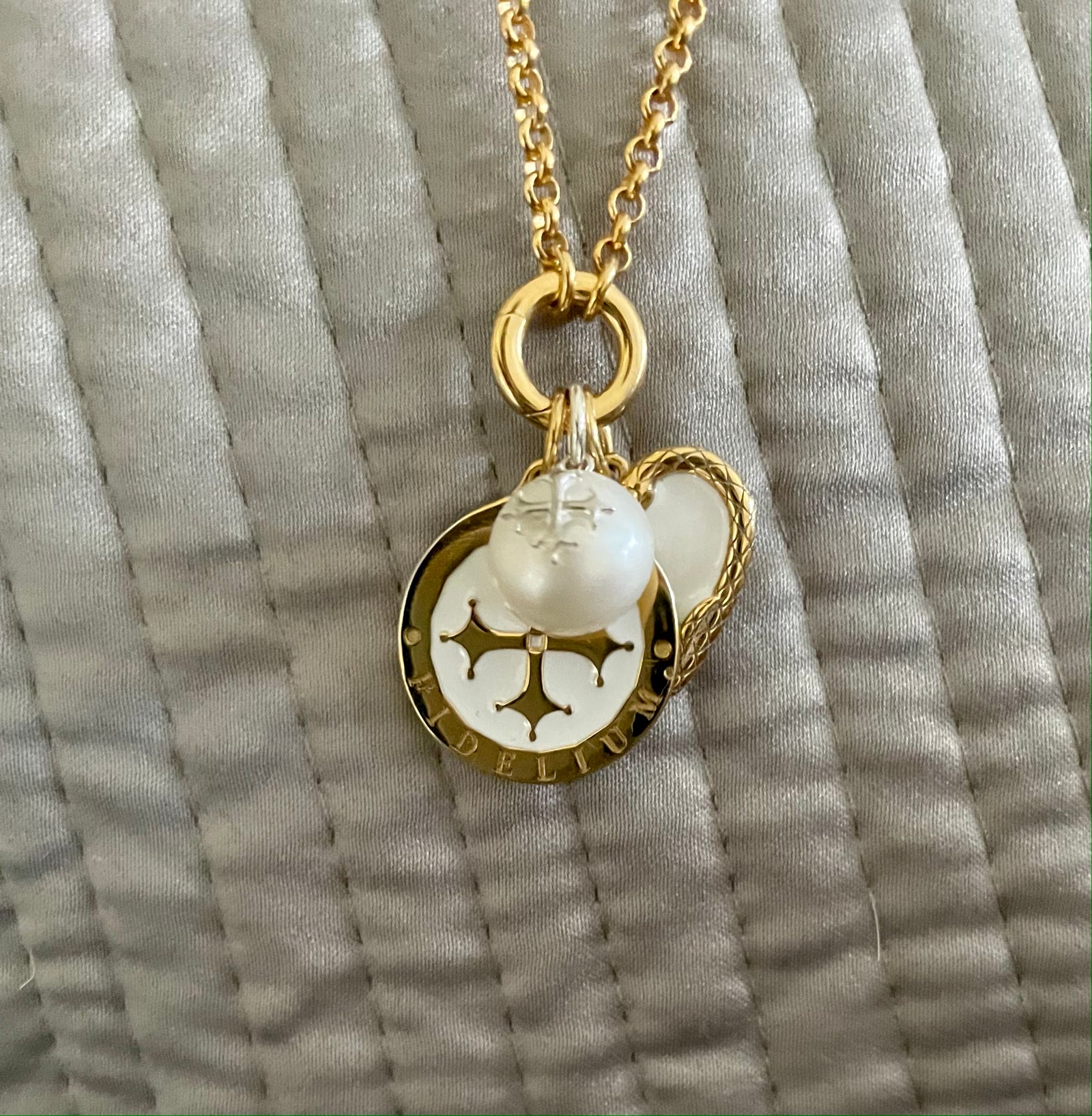 Maltese Cross Pearl Charm