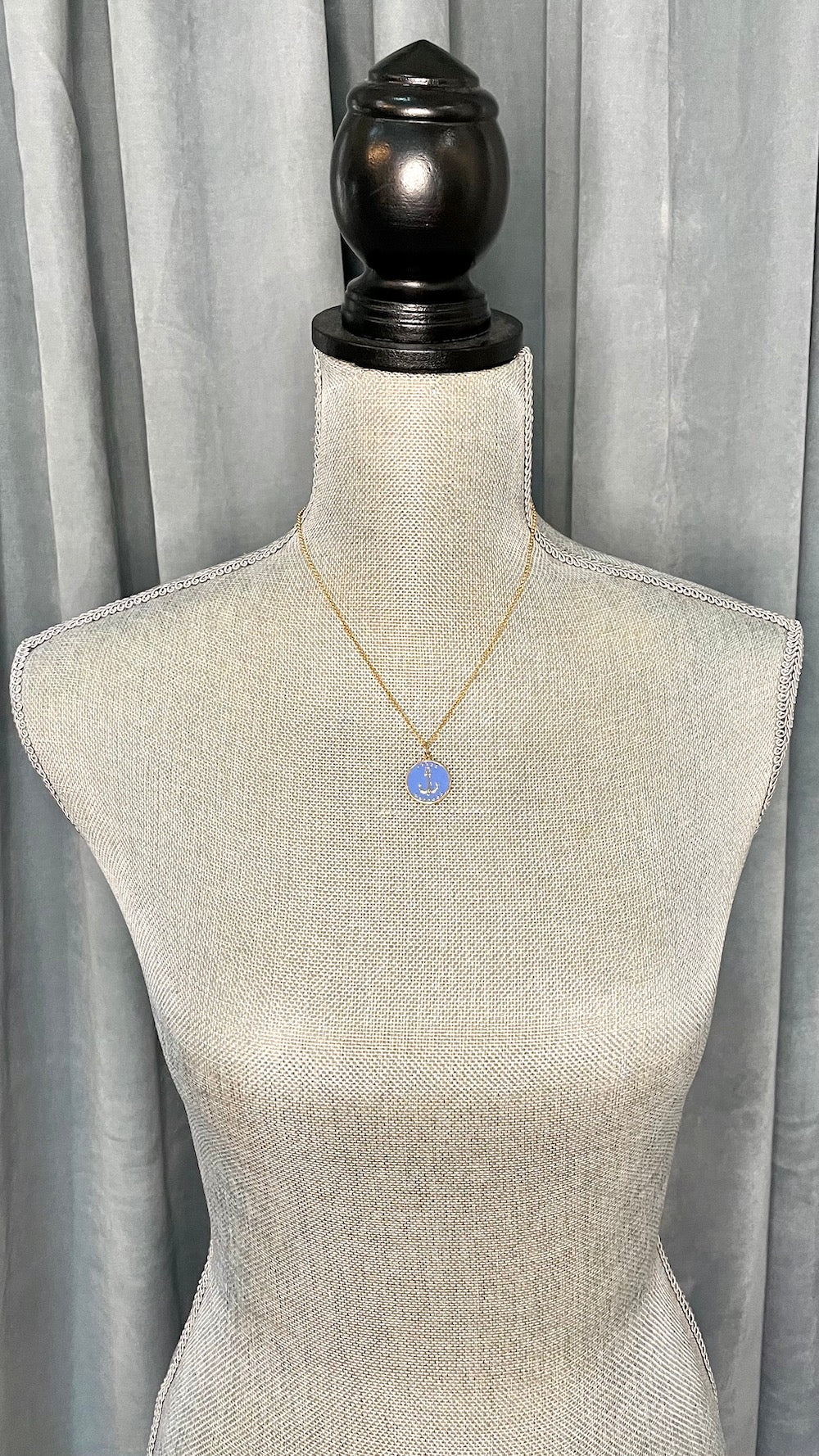 Of the Sea Anchor Enamel Medallion Necklace