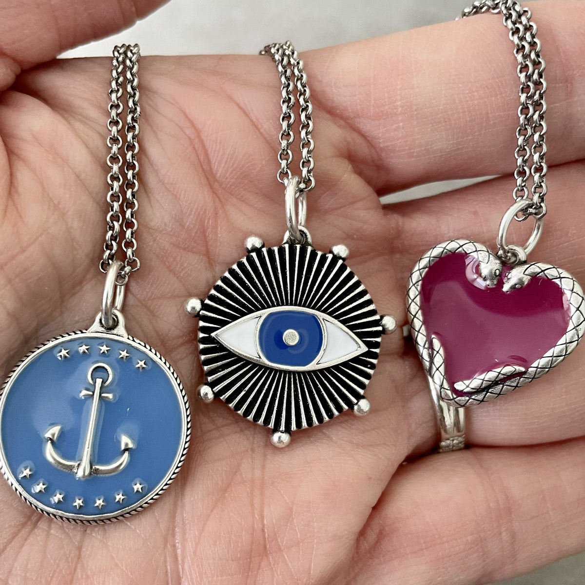 Evil Eye Enamel Medallion Charm