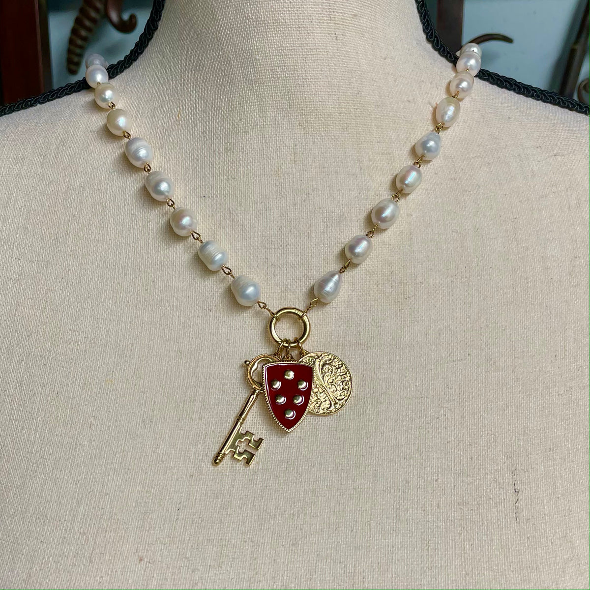 Inspired Essentials Pearl Loop Charm Necklace - 18&quot;