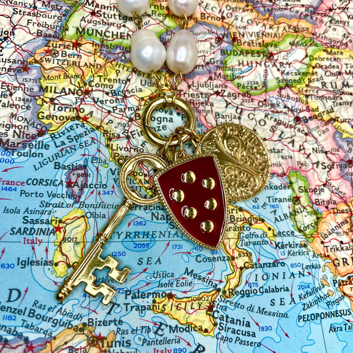 Medici Enamel Shield Necklace