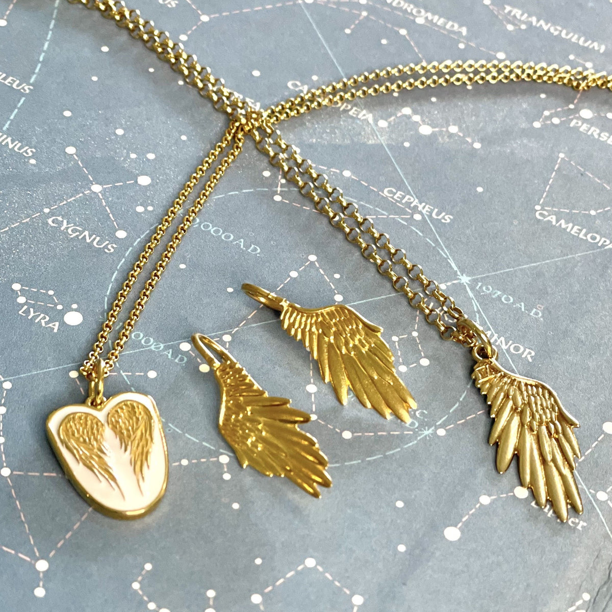 Angel Wing Enamel Shield Necklace