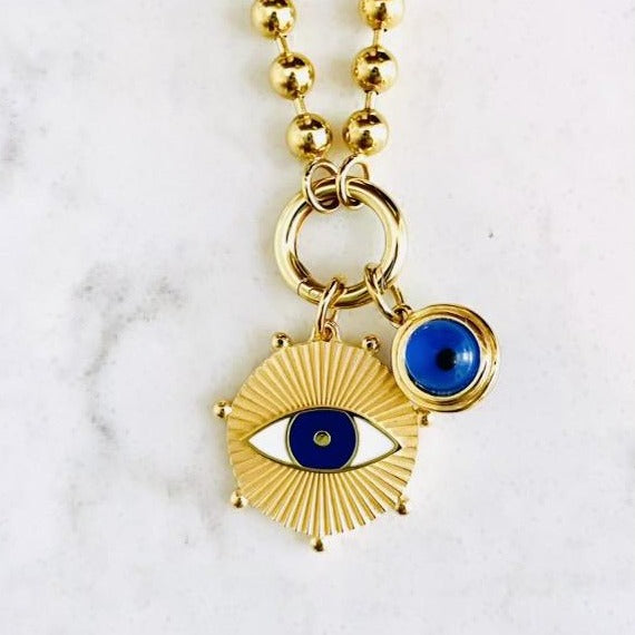 Evil Eye Enamel Medallion Charm