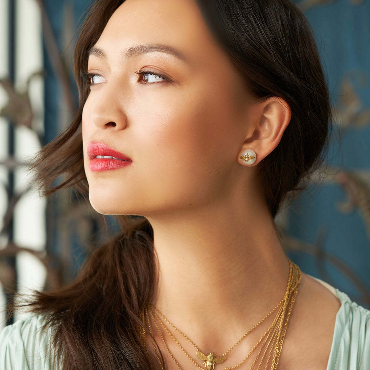 Bee Pearl Stud Earrings