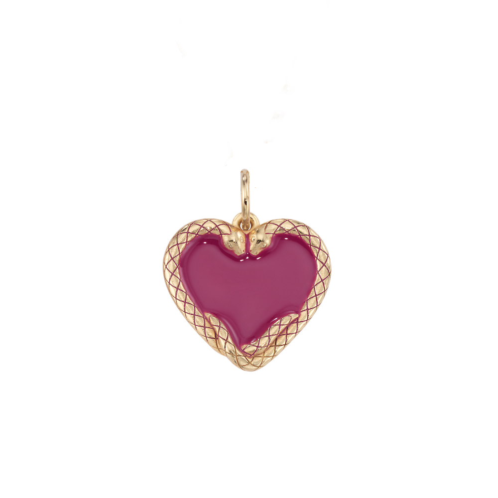 Lover's Heart Serpent Enamel Medallion Charm