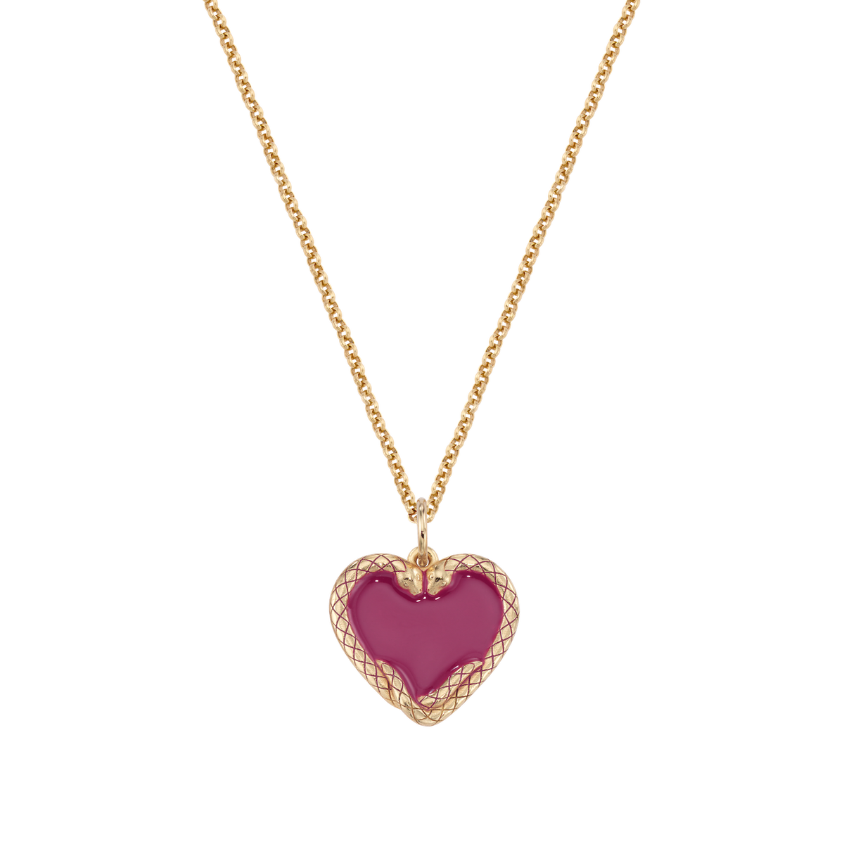 Lover&#39;s Heart Serpent Enamel Medallion Necklace