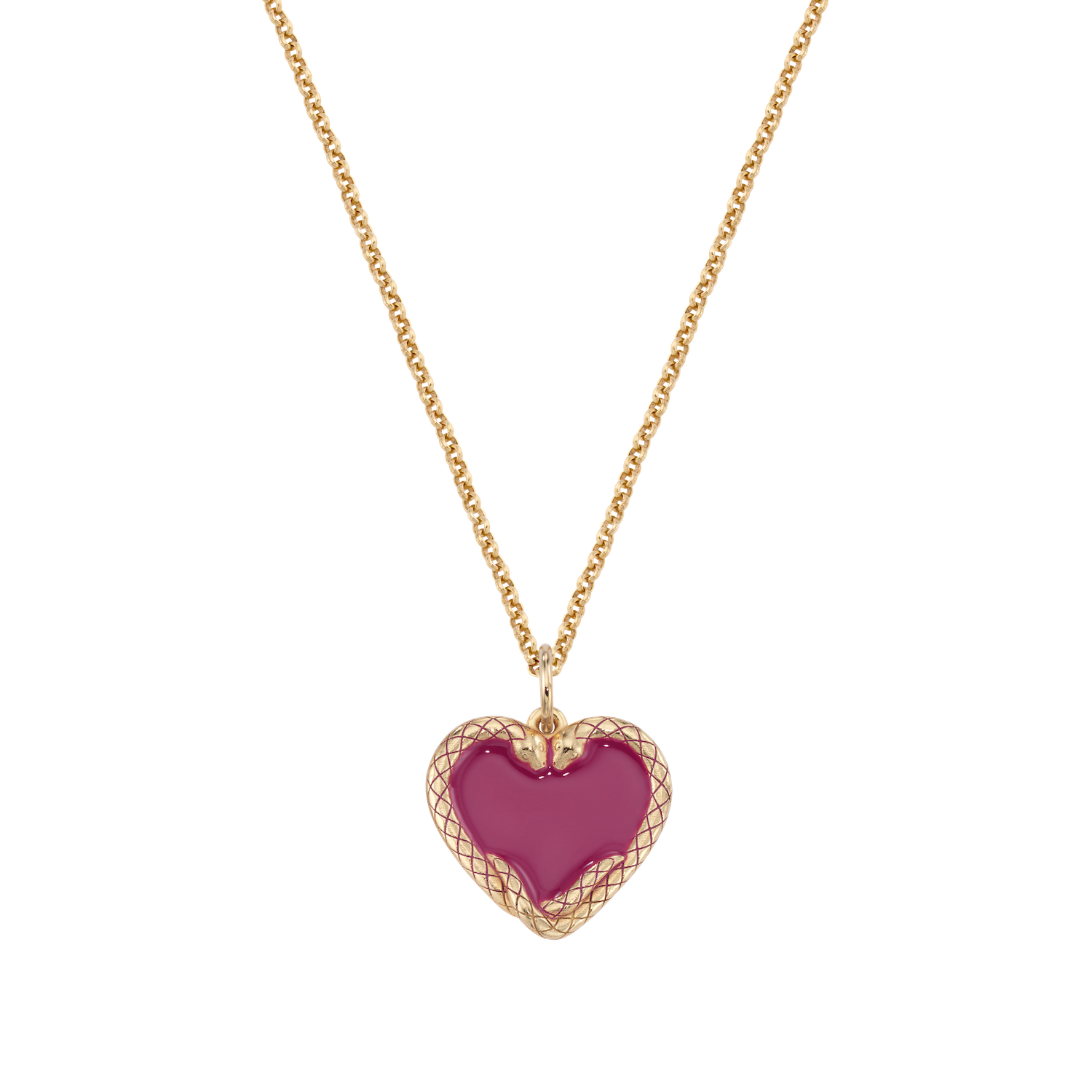 Lover's Heart Serpent Enamel Medallion Necklace