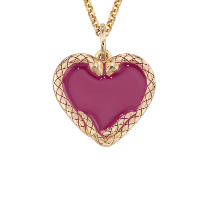 Lover&#39;s Heart Serpent Enamel Medallion Charm