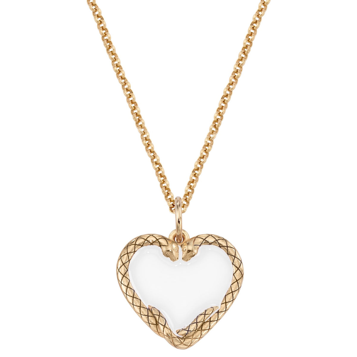 Lover&#39;s Heart Serpent Enamel Medallion Necklace