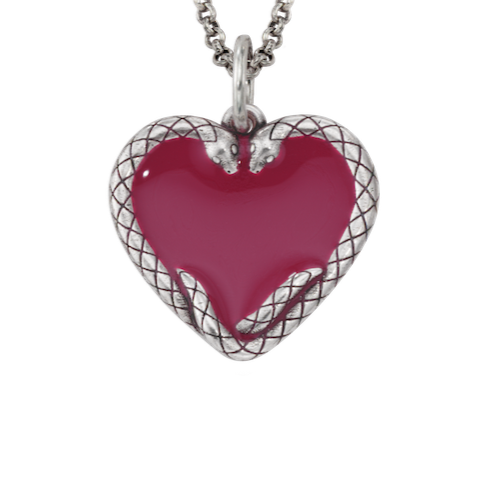 Lover&#39;s Heart Serpent Enamel Medallion Charm