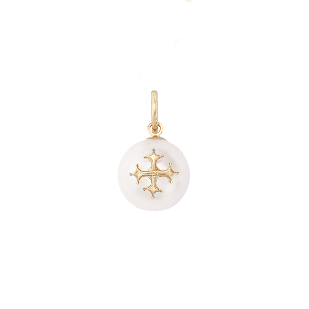 Maltese Cross Pearl Charm